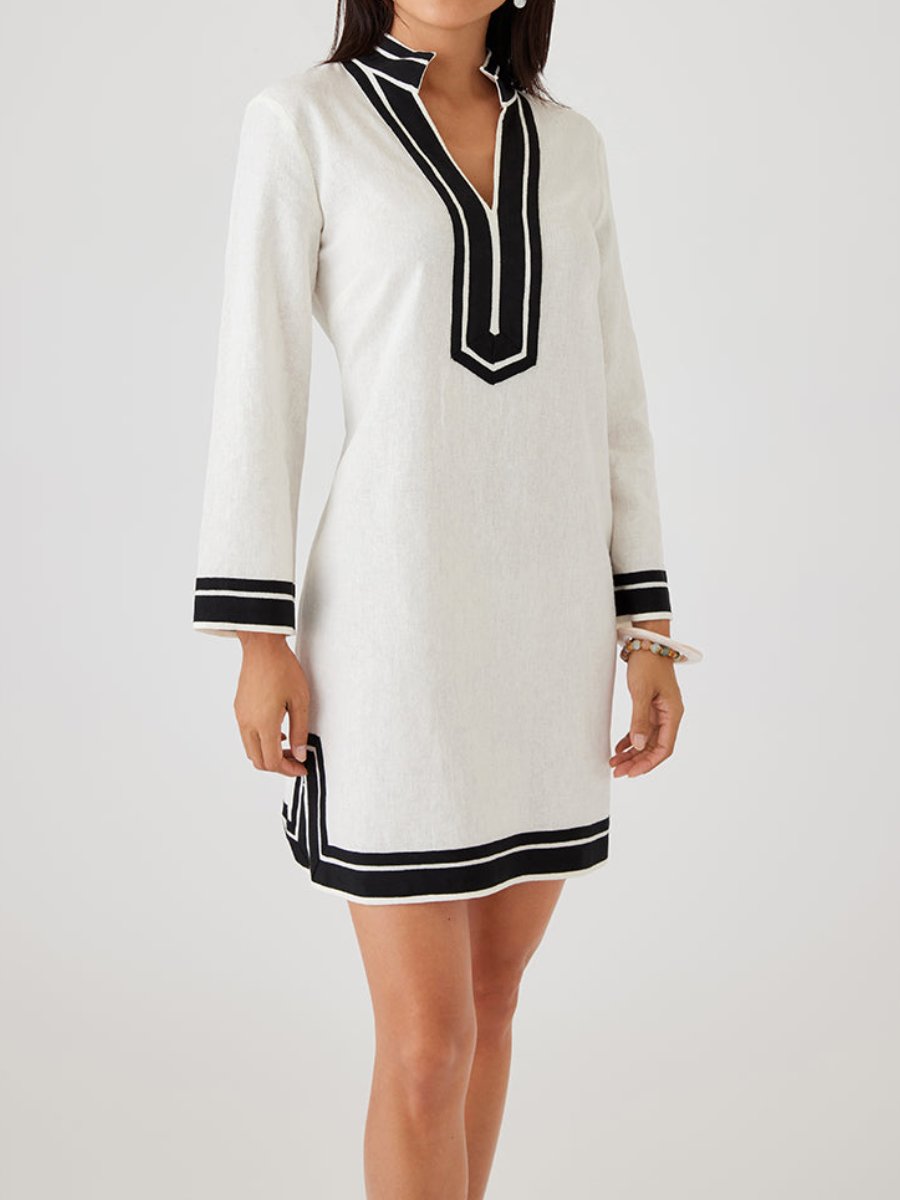 The Classic V-neckline Linen Dress