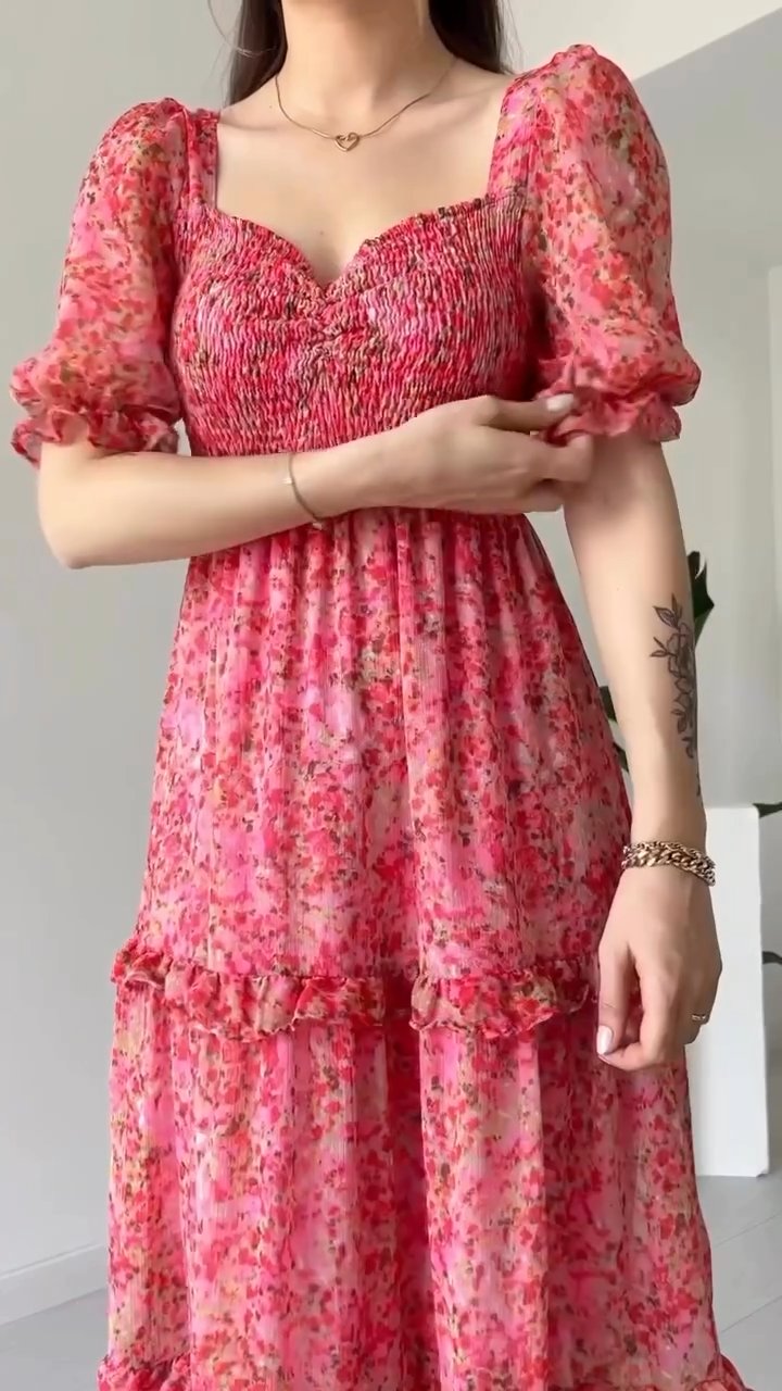 Red floral dress