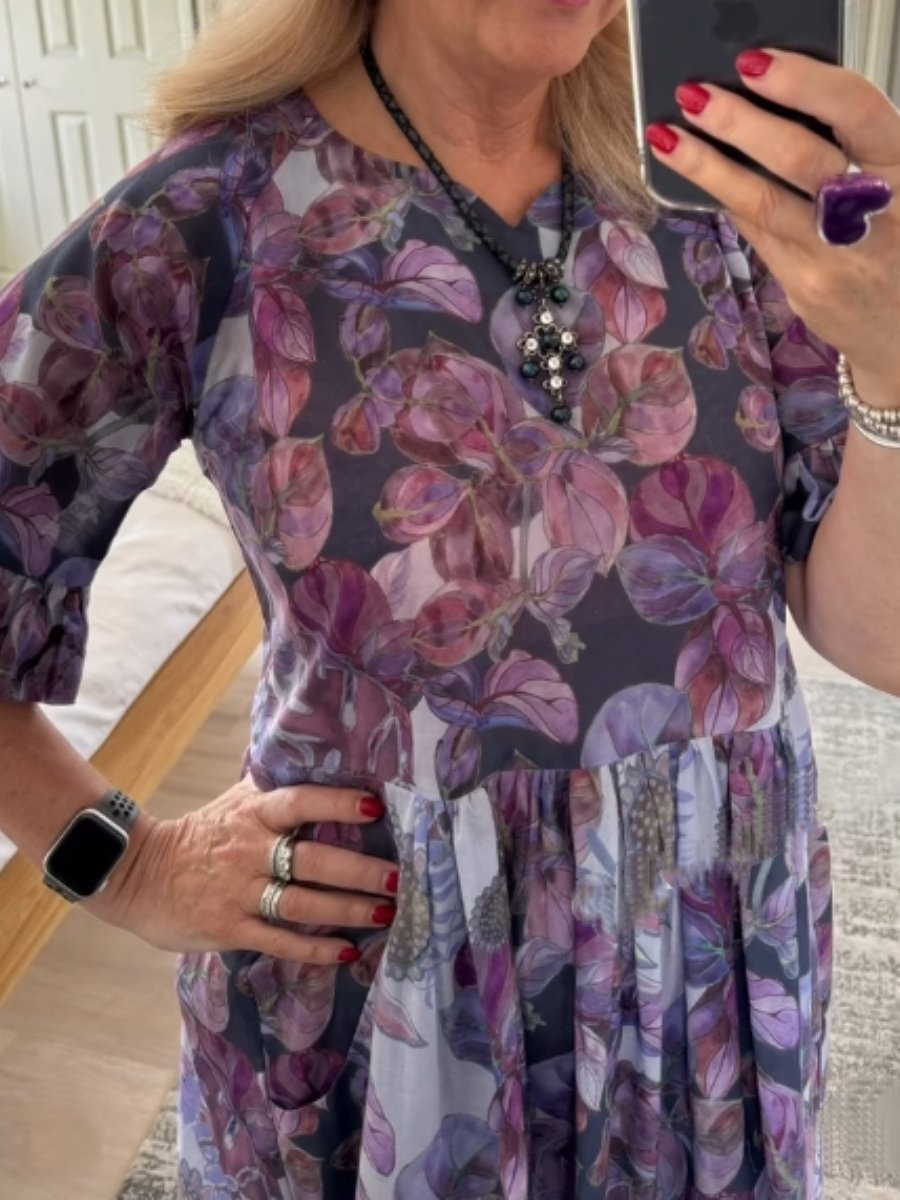 Purple Floral Handmake Dress