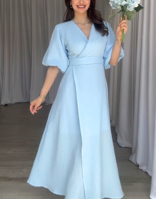 Sky blue waisted dress