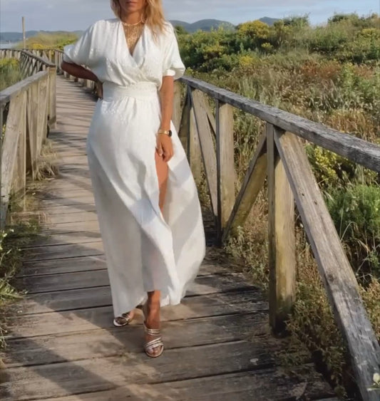 Short Sleeve White Dress