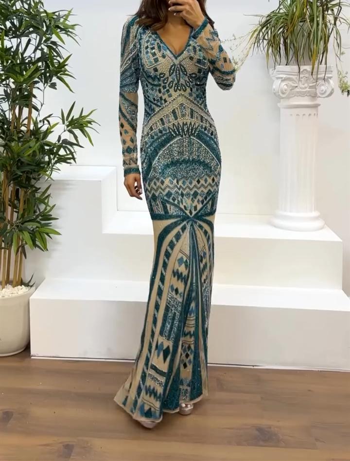 Long Sleeve Evening Gown