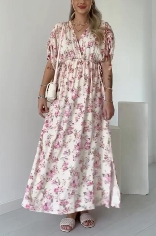 Crushed Flower Long Sleeve Dress