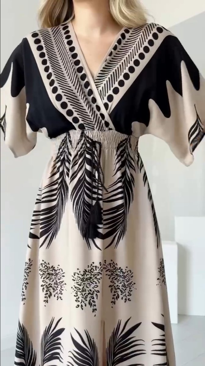 Black Feather Brown Dress