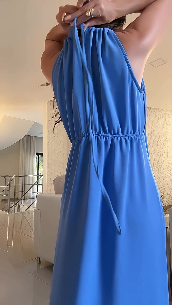 Blue Sleeveless Strappy Maxi Dress